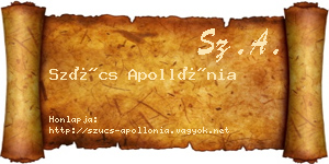 Szűcs Apollónia névjegykártya