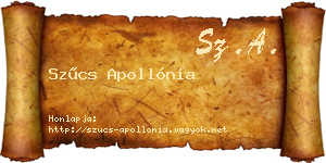 Szűcs Apollónia névjegykártya
